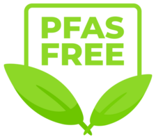 A set of PFAS Free badges in various designs with leaf motifs, indicating chemical free and environmentally safe products. png