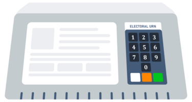 Electronic voting machine with a display screen and numeric keypad, labeled ELECTORAL URN png