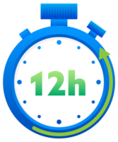 12, 24, 36, 48 and 72 hours clock arrow. Working and Delivery service effect time icons. Order execution. stock illustration png