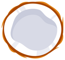 Coconuts with palm leaves. Whole and half cracked broken coco nut. Summer fruits png