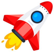 Rocket space ship launch. Startup Rocket. Spaceship upswing. illustration png