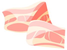 Bacon icons set. Raw or Smoked Bacon strips. Thin Fatty Slices of Pork Rashers. png