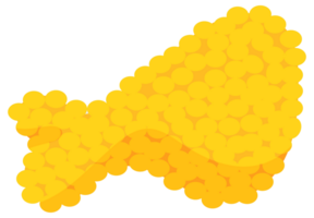 Fried chicken meat menu set made with small yellow dots, viewed from above on a white background png