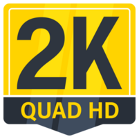Set of modern yellow and black 2k resolution icons indicating high quality digital content png