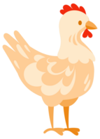 Cartoon illustration featuring a rooster, a hen, two chicks, and a hen sitting on a nest with eggs png