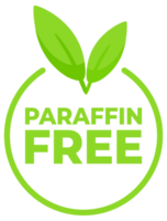 Set of green label indicating Paraffin Free with a leaf design for environmentally friendly and health conscious product choices. png