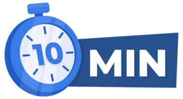 10 Minute Countdown Timer Icon Blue Stopwatch for Time Management and Productivity Concept png