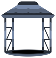 Four colorful illustrations depicting different gazebo styles, ideal for representing outdoor relaxation, garden design, or architectural diversity png