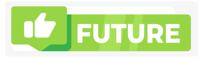 Two speech bubbles with FUTURE in green and PAST in red, symbolizing the contrast and transition between times. png
