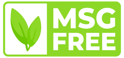 Set of green labels with MSG Free text and a leaf symbol, for products promoting health without the use of monosodium glutamate. png