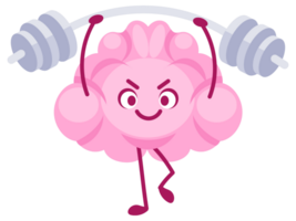Set of cartoon brains representing mental states such as anger, relaxation, concentration, and sleepiness png