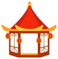 Four colorful illustrations depicting different gazebo styles, ideal for representing outdoor relaxation, garden design, or architectural diversity png