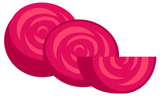 Beetroots set. Fresh red beetroot slices and leaves on white background png