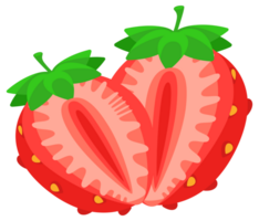 Set of fresh bright strawberries whole. Fresh farm organic berry used. illustration png