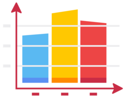 Set of colorful business data charts including bar graph, pie chart, and line graph illustrations for statistical presentations png