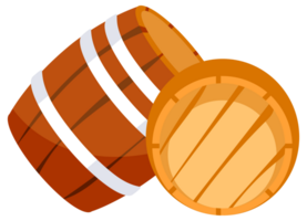 Wooden Barrel or Cask for Brewing Alcohol. Front and top view png