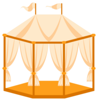 Four colorful illustrations depicting different gazebo styles, ideal for representing outdoor relaxation, garden design, or architectural diversity png