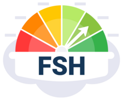 Vibrant Follicle Stimulating Hormone FSH Level Meter Illustration with Color Coded Index Zones png