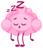 Set of cartoon brains representing mental states such as anger, relaxation, concentration, and sleepiness png