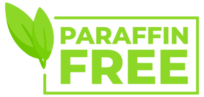 Set of green label indicating Paraffin Free with a leaf design for environmentally friendly and health conscious product choices. png