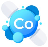 Cobalt element Co representation with glossy blue spheres for scientific concepts png