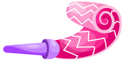 Colorful party blowers unfurling, ready to make celebratory noises and add joy to any event. Adorned with vibrant patterns, perfect for festive atmosphere png