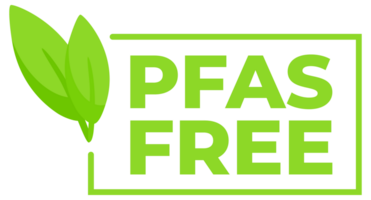 A set of PFAS Free badges in various designs with leaf motifs, indicating chemical free and environmentally safe products. png
