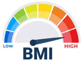 Comprehensive Body Mass Index BMI Meter Illustration Displaying Weight Categories from Low to High png