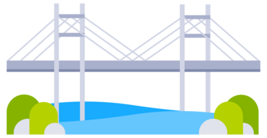 Types of bridge set. Architectural connecting structures. Constructions for transportation. png