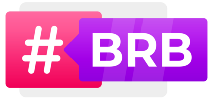 BRB Hashtag Speech Bubble Set - A collection of colorful, modern speech bubbles featuring the popular online acronym BRB, symbolizing a short break in communication png