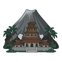 A pagoda in the middle of a mountain vector
