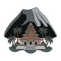 The temple and the mountain in the background vector