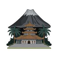 A pagoda with a mountain in the background vector