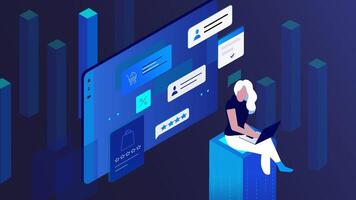 Modern Digital Workspace with Data Visualization and User Interaction Elements vector