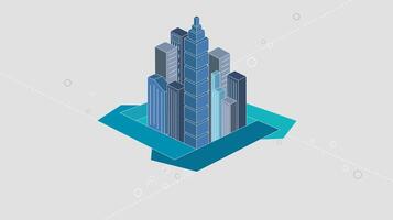 Modern Isometric Urban Skyscrapers Design in Minimalist Style for Futuristic Themes vector