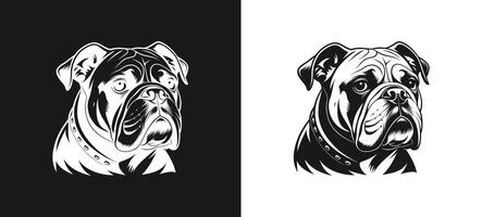 Bulldog White Silhouette Drawing vector