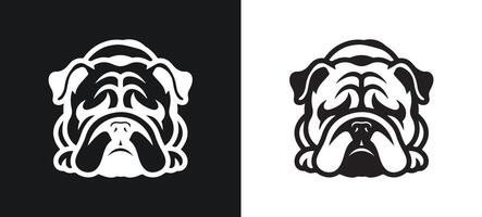 Bulldog Silhouette in White Featuring a Sad Look vector