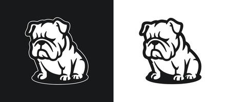 Bulldog Sad Expression in a White Silhouette Style vector