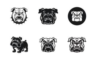 Bulldog Face Silhouette Bundle with Angry Expression vector