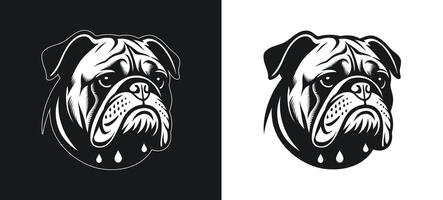 Bulldog with Crying Expression Silhouette Artwork vector