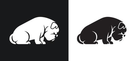 Silhouette of a Bulldog with a Sad Look in White vector