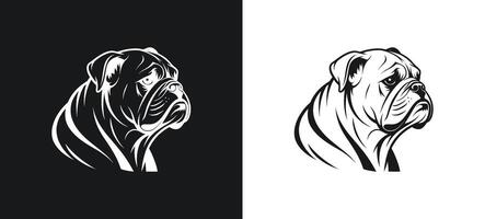 Bulldog Sad Expression Illustration in Silhouette Form vector