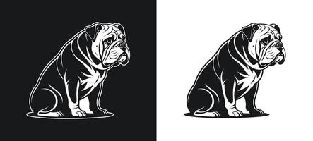 White Outline of a Bulldog with a Sad Expression vector
