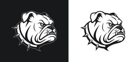 Bulldog Face Silhouette with Angry Expression vector