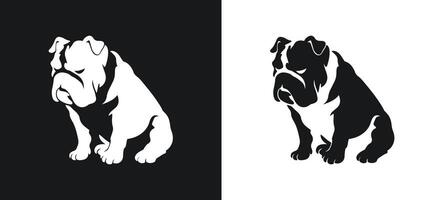 Bulldog in a White Silhouette with a Sad Expression vector