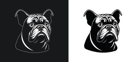 Bulldog Silhouette Featuring a Fear Expression vector