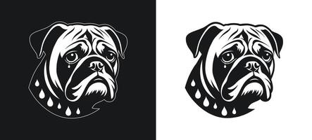 Bulldog Cry Face in Silhouette Form vector