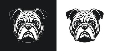 Fearful Bulldog Face in Silhouette Illustration vector