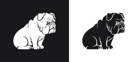 White Bulldog Silhouette Depicting a Sad Face vector