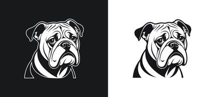 Illustration of a Bulldog with a Sad Expression in White vector